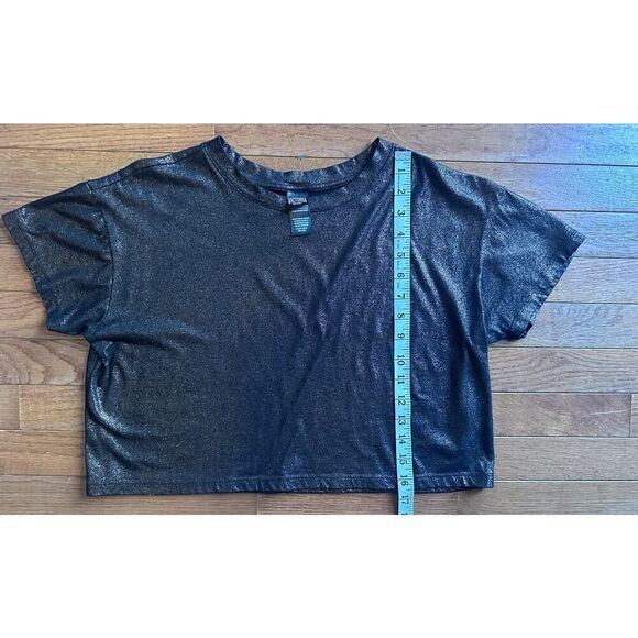 Victoria Secret Sport Black & Gold Shimmer Crop top Size XS Oversized - Picture 7 of 10